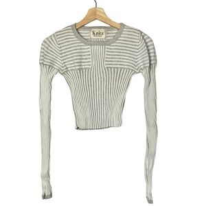 For Love And Lemons Gray Striped Knit Top